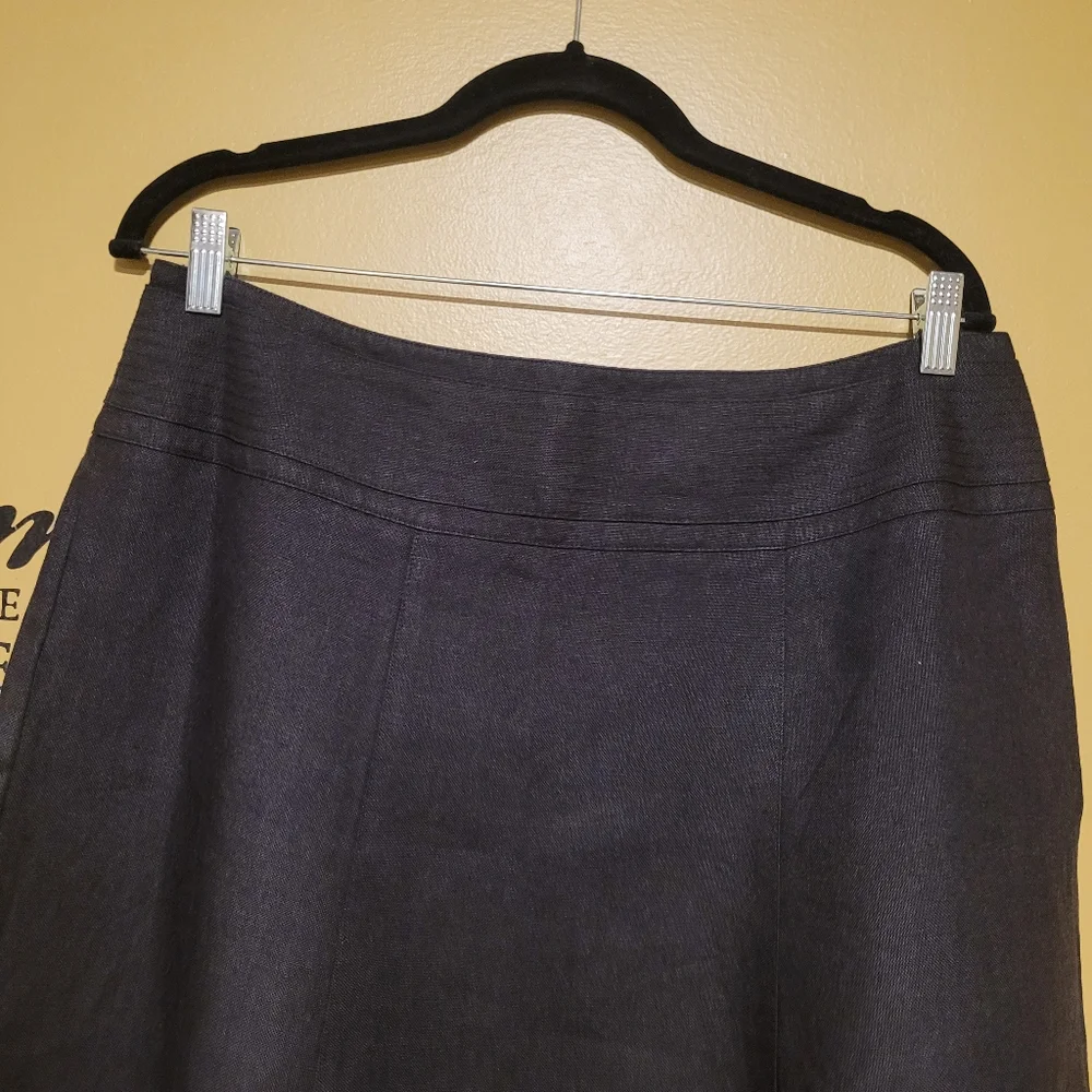 Talbots Black Peite Midi A-Line Side Slits Skirt - Picture 4 of 8